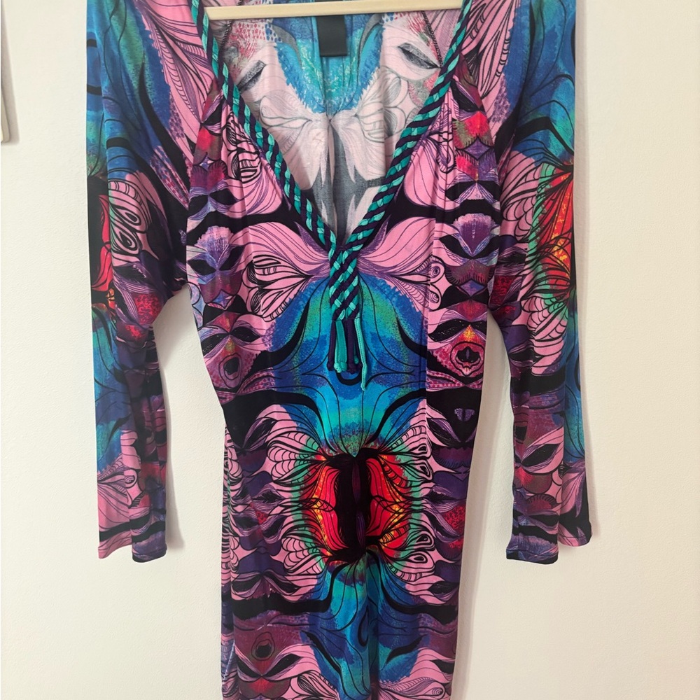 Custo Barcelona Slinky Dress in Turquoise and Purple